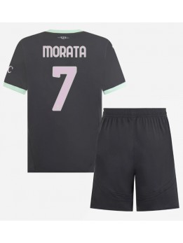 AC Milan Alvaro Morata #7 Ausweichtrikot für Kinder 2024-25 Kurzarm (+ Kurze Hosen)